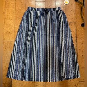 C & C California Blue Striped Open‎ Knit Long Skirt Swim Cover Up X-Large NWT